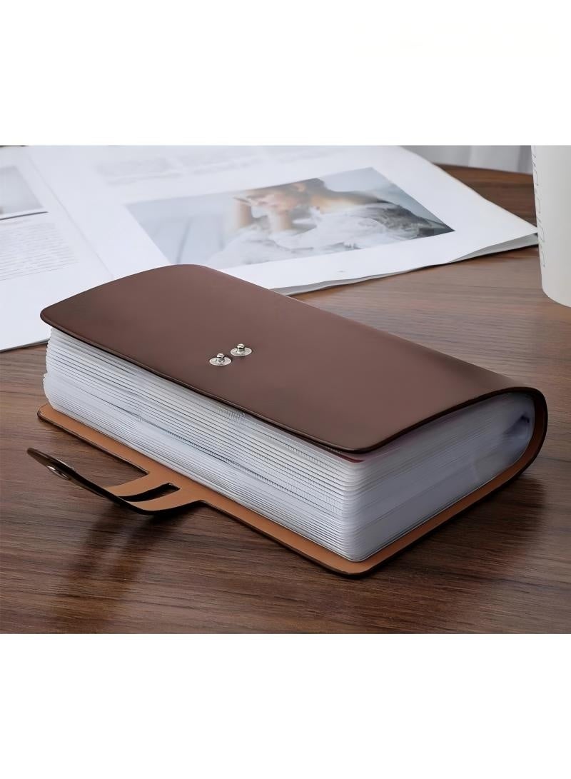 Credit Card Holder, Business Card Organizer Credit Cards Protector with 96 Card Slots RFID Blocking Business Cards Holder for Managing Your Different Cards to Prevent Loss or Damage (Brown) - Image 4